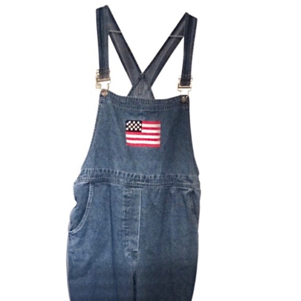 Agapo Vintage American Flag Patriotic Overalls